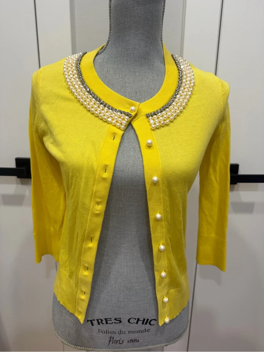 kate spade Yellow Pearl-Trim Cardigan
